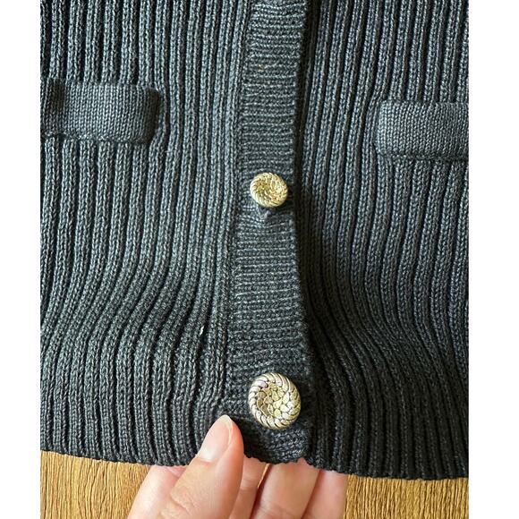 Sag Harbor Vtg Black Button Cardigan Sweater Vest Size Medium - Picture 3 of 6